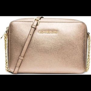 Gold Michael Kors Saffiano Leather Jet Set Purse